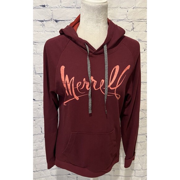 Merrell Hoodie Burgundy Logo Pullover Top Shirt Women’s Large - Picture 2 of 10